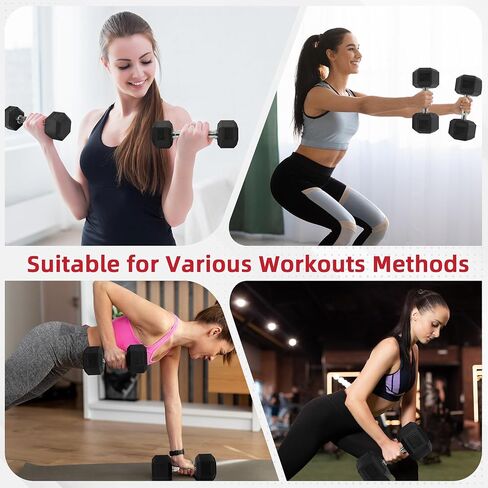 Rubber Encased Hex Weights Dumbbells Set of 5 – 50 lb Pair | Cast Iron Hand Weights with Anti-Slip Grip for Home Gym Strength Training in Saudi Arabia