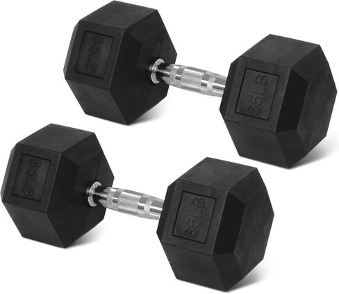 Rubber Encased Hex Weights Dumbbells Set of 5 – 50 lb Pair | Cast Iron Hand Weights with Anti-Slip Grip for Home Gym Strength Training in Saudi Arabia