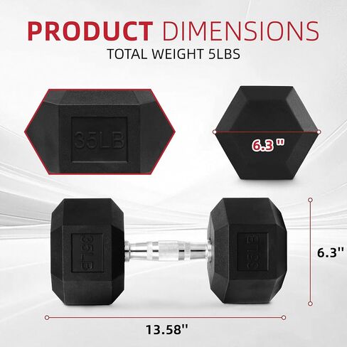 Rubber Encased Hex Weights Dumbbells Set of 5 – 50 lb Pair | Cast Iron Hand Weights with Anti-Slip Grip for Home Gym Strength Training in Saudi Arabia