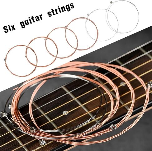 6 Steel Acoustic Guitar Strings Set for Optimal Performance, Labeled for Easy Identification in Saudi Arabia