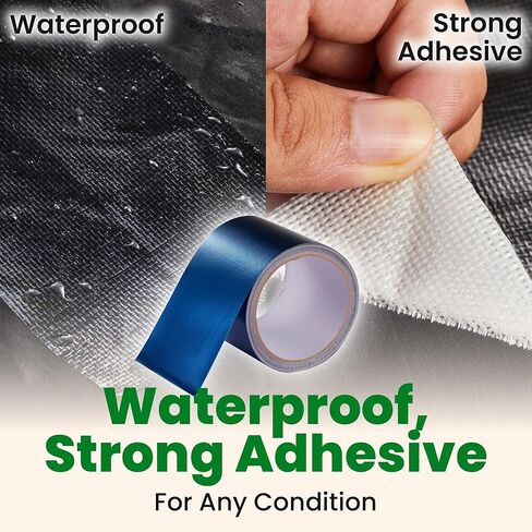 Awning Covers & Tarp Repair Tape - Waterproof Self Adhesive Patch Repair Kit | Patch Tapes for Awnings, Outdoor Canopies, Patio Window Awnings, Gazebos, Tents, RV, Canvas, Boat Covers (Black, 3 Inch) in Kuwait