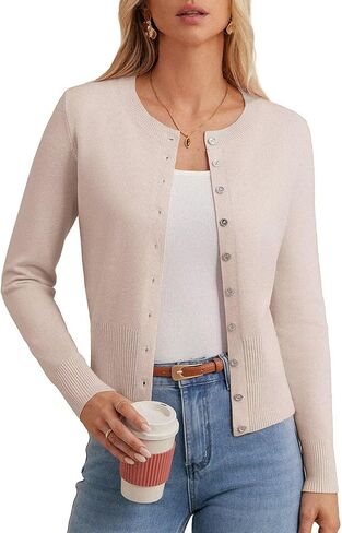 GRACE KARIN Women's Long Sleeve Lightweight Cardigan Sweater Button Up Soft Knit Casual Cropped Sweater Bolero Shrug 2025 in Saudi Arabia