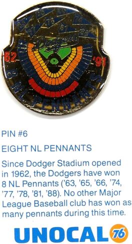 1 Pin- 8 National League Pennants Since Opened Los Angeles Dodgers Unocal 76 Pin in Saudi Arabia