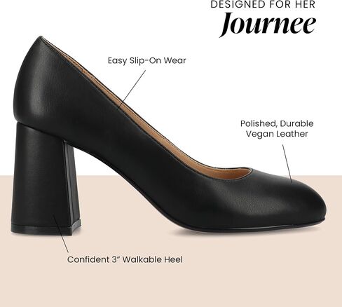 Journee Collection Womens Seraphina Cushioned Dress Pumps Covered Block Heel Round Toe Slip On Fashion Shoe in Saudi Arabia