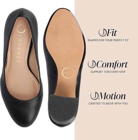 Journee Collection Womens Seraphina Cushioned Dress Pumps Covered Block Heel Round Toe Slip On Fashion Shoe in Saudi Arabia