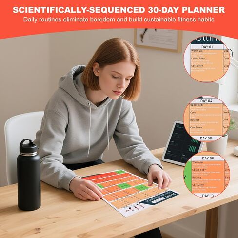 Laminated Vibration Plate Poster -6 Workout Guidance with 30-Day Workout Planner & Body Zone Chart | Beginner to Advanced Guide for Home Gym | Waterproof Exercise Poster (14"x9.5") in Saudi Arabia