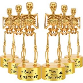 6 Pack Halloween Trophies Best Costume Skeleton Trophies Contest Plastic Gold Awards for Adults Party Favor Party Game Prizes in Kuwait