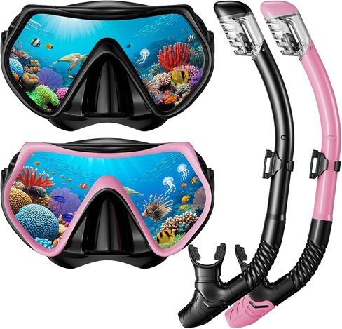 معدات الغطس للأطفال ، قناع الغطس على الغطس ، Scuba Scuba Scuba Snorkel ، تم تعيينه للأعمار من 3 إلى 14 ، 180 درجة من المنظر البانورامي ، وتنفس السلامة بحرية طقم غطس مع غطاء الأنف للسباحة الغطسية ، والسفر in Kuwait