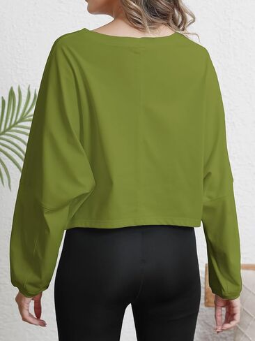 قمصان نسائية للتمرين، سويت شيرت كاجوال بأكمام طويلة، تي شيرت قصير بياقة دائرية، ملابس فضفاضة مناسبة للنساء العصرية in Kuwait