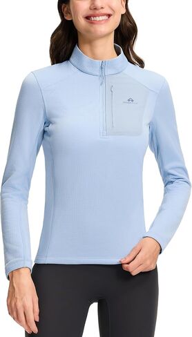 Pioneer Camp Women's Fleece Lined Quarter Zip Pullover Lightweight Thermal Sweatshirts Long Sleeve Running Athletic Tops in Kuwait