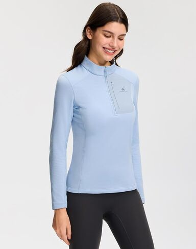 Pioneer Camp Women's Fleece Lined Quarter Zip Pullover Lightweight Thermal Sweatshirts Long Sleeve Running Athletic Tops in Kuwait