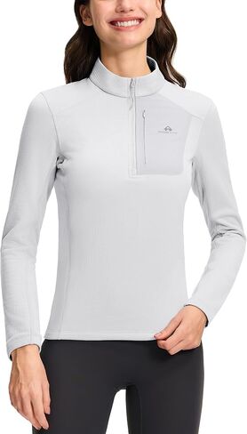 Pioneer Camp Women's Fleece Lined Quarter Zip Pullover Lightweight Thermal Sweatshirts Long Sleeve Running Athletic Tops in Kuwait