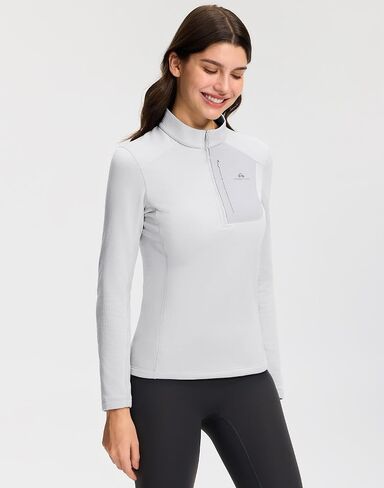Pioneer Camp Women's Fleece Lined Quarter Zip Pullover Lightweight Thermal Sweatshirts Long Sleeve Running Athletic Tops in Kuwait