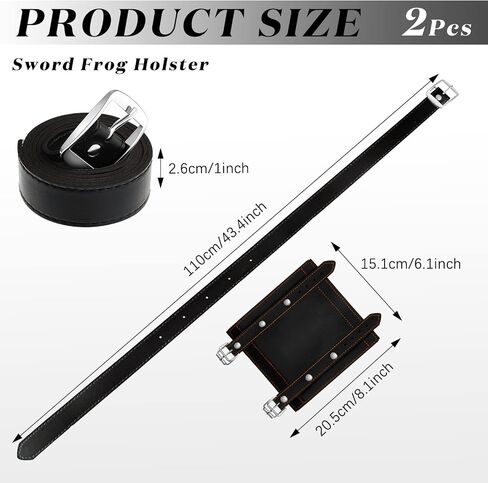 Jecery 2 Pcs Katana Sword Holder Leather Halloween Sheath Scabbard Belt Adjustable Holster Belt Two Buckle Sword Leather in Saudi Arabia
