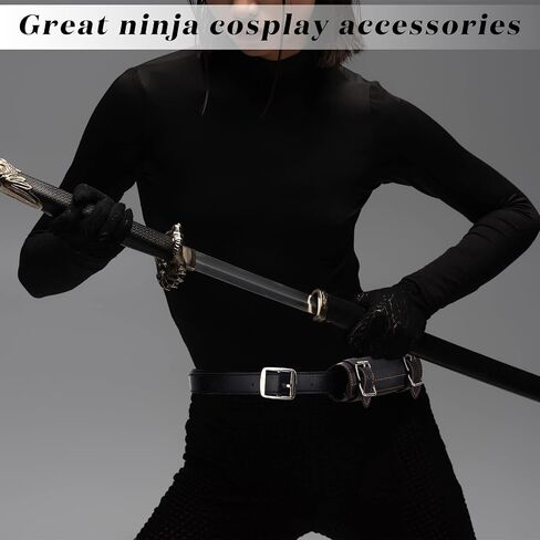 Jecery 2 Pcs Katana Sword Holder Leather Halloween Sheath Scabbard Belt Adjustable Holster Belt Two Buckle Sword Leather in Saudi Arabia