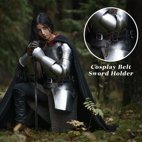 Jecery 2 Pcs Katana Sword Holder Leather Halloween Sheath Scabbard Belt Adjustable Holster Belt Two Buckle Sword Leather in Saudi Arabia