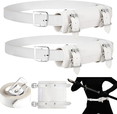 Jecery 2 Pcs Katana Sword Holder Leather Halloween Sheath Scabbard Belt Adjustable Holster Belt Two Buckle Sword Leather in Kuwait