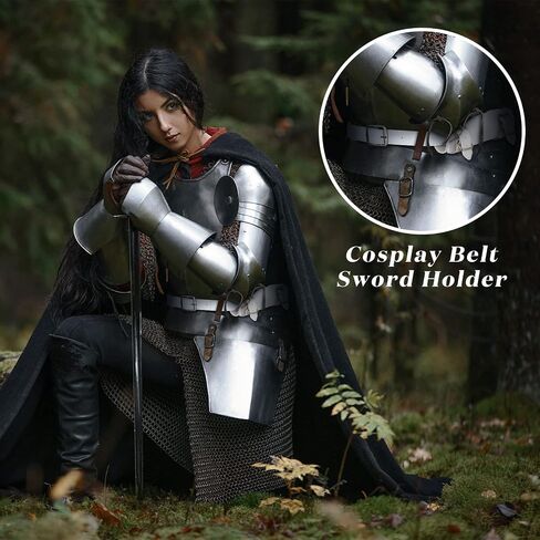 Jecery 2 Pcs Katana Sword Holder Leather Halloween Sheath Scabbard Belt Adjustable Holster Belt Two Buckle Sword Leather in Kuwait