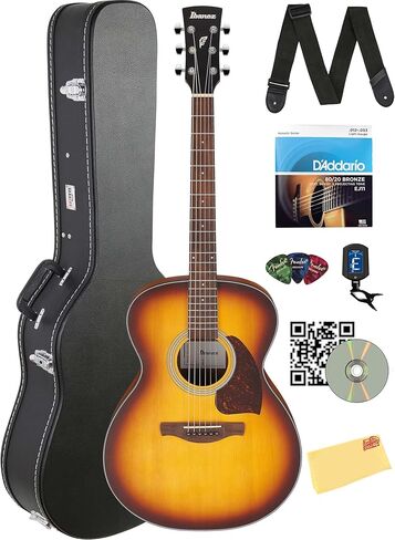 جيتار صوتي من Ibanez PC50 PF Performance Grand Concert - حزمة طبيعية ذات مسام مفتوحة مع حافظة صلبة وموالف وأوتار وحزام ولقطات وأقراص DVD التعليمية لأوستن بازار وقماش تلميع in Saudi Arabia