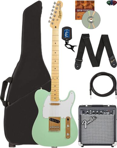 جهاز بث من سلسلة Fender Affinity - حزمة Surf Green مع مضخم صوت Frontman 10G، وحقيبة الحفلة، والموالف، وكابل الآلة، والحزام، واللقطات، وأقراص DVD التعليمية لأوستن بازار in Saudi Arabia