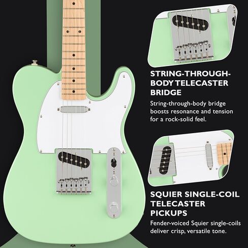 جهاز بث من سلسلة Fender Affinity - حزمة Surf Green مع مضخم صوت Frontman 10G، وحقيبة الحفلة، والموالف، وكابل الآلة، والحزام، واللقطات، وأقراص DVD التعليمية لأوستن بازار in Saudi Arabia