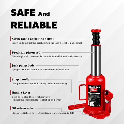 Torin Hydraulic Bottle Jack with Carrying Case, 12 Ton (26,455 lb) Capacity 7.5-14 inch Lifting Range, Muti-Directional Welded Bottle Car Jack for Car, Truck, RV, Pickup Truck, Auto Repair in Saudi Arabia