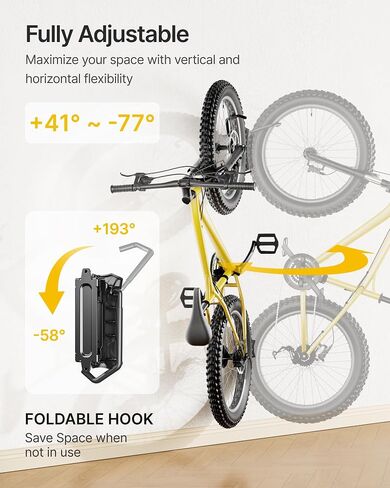 monTEK Bike Wall Mount for 4.5" Tire Width, Swivel Bike Wall Hanger Holds Up to 77lbs, Space-Saving Bike Rack Garage, Heavy Duty Bike Storage for Bedroom Home Office, 2 Pack in Saudi Arabia