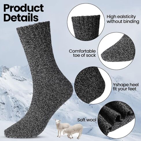 JaGely Mens Hiking Wool Socks Warm Thermal Thick Athletic Boot Sock for Winter Cold Weather, One Size, Multicolored in Saudi Arabia