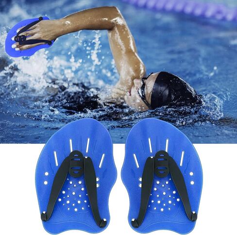 Ergonomic PVC Swim Paddles for Technique Correction – Lap Training Hand Paddles with Adjustable Straps, Blue in Saudi Arabia