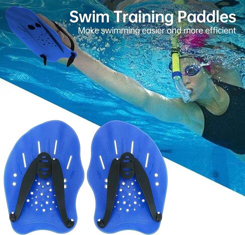 Ergonomic PVC Swim Paddles for Technique Correction – Lap Training Hand Paddles with Adjustable Straps, Blue in Saudi Arabia