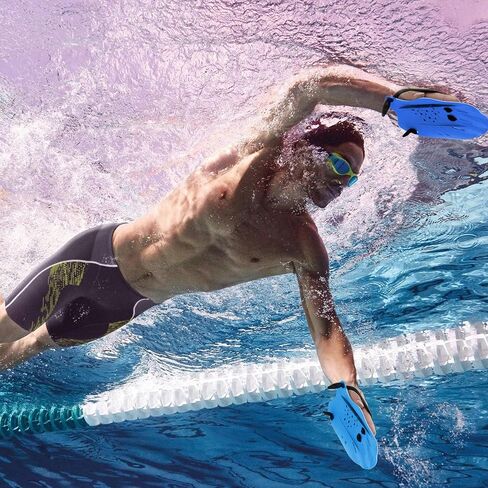 Ergonomic PVC Swim Paddles for Technique Correction – Lap Training Hand Paddles with Adjustable Straps, Blue in Saudi Arabia