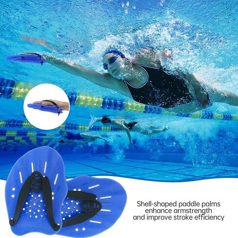 Ergonomic PVC Swim Paddles for Technique Correction – Lap Training Hand Paddles with Adjustable Straps, Blue in Saudi Arabia