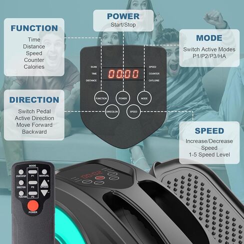 Under Desk Elliptical Machine, Portable Elliptical Ellipse Leg Exerciser for Seniors Quiet Electric Foot Pedal Exerciser for Home with Remote Control in Saudi Arabia