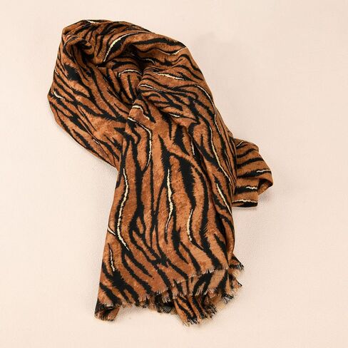 Leopard print with gold accents scarf for women, Fashion women hair scarves， Big thin cotton scarf, Air conditioning blanket， Beach towel in Spring and Summer in Kuwait