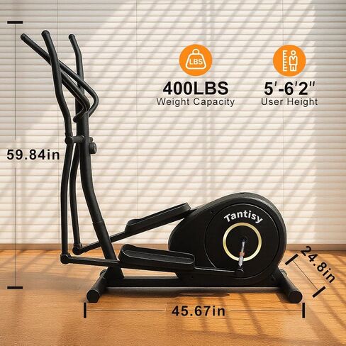 Elliptical Exercise Machine for Apartments and Homes,8 Levels of Magnetic Resistance,15.5-inch Stride Elliptical Machine, and Supports Users up to 400 pounds Elliptical Training Machines; in Saudi Arabia