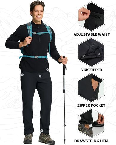 Pioneer Camp Men's Hiking Pants Fleece Lined Winter Warm Softshell Snow Ski Water Resistant Pant Insulated for Snowboard Work in Saudi Arabia
