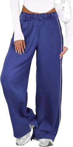 IWD Wide Leg Sweatpants for Women High Waisted Baggy Lounge Pants Interior Drawstring Sweat Pants with Pockets in Saudi Arabia