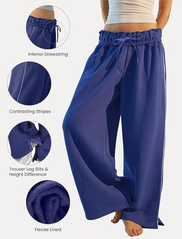 IWD Wide Leg Sweatpants for Women High Waisted Baggy Lounge Pants Interior Drawstring Sweat Pants with Pockets in Saudi Arabia