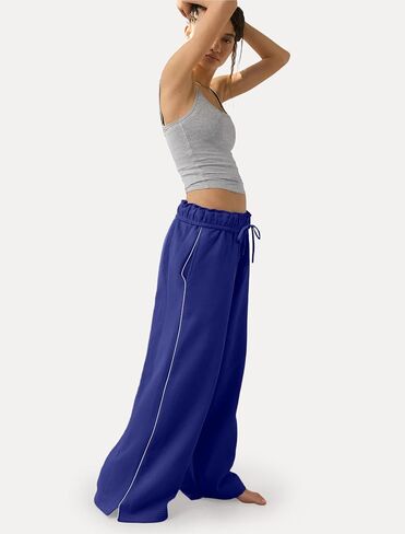 IWD Wide Leg Sweatpants for Women High Waisted Baggy Lounge Pants Interior Drawstring Sweat Pants with Pockets in Saudi Arabia