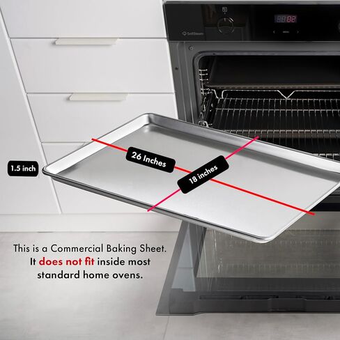New Star Foodservice Commercial-Grade 18-Gauge Aluminum Sheet Pan/Bun Pan (18 L x26 W x1 H(Full Size) Pack of 12 Measure Oven) in Saudi Arabia
