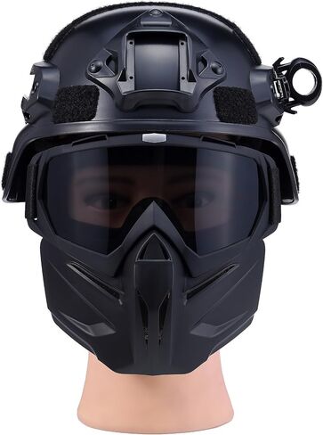 خوذة تكتيكية Airsoft، قناع وجه كامل للرجال، خوذة كرة الطلاء، حامل NVG وقضبان جانبية، حزام قابل للتعديل - معدات تكتيكية كاملة للحفلات التنكرية ودعائم الأفلام in Kuwait
