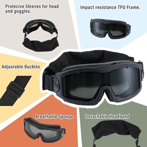 Lancer Tactical AERO Airsoft Tactical Safety Goggles ANSI Z87.1, 3mm Dual Pane Anti-Fog Lens for Hunting, Paintball, Cycling in Saudi Arabia