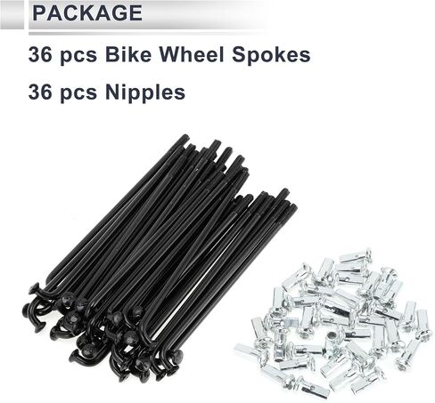 1 Set Universal Bicycle Spokes 12G 74mm Length Bike Wheel Spokes Nipple Black Carbon Steel in Saudi Arabia