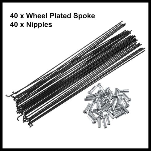 40 Pcs Bicycle Steel Spokes 14G Bike Spoke 257mm Length with Nipples for Most Bicycle Durable Material in Saudi Arabia