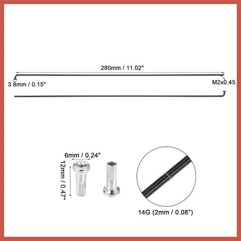 ACROPIX 36 قطعة 14G J Bend 280 مم × 2 مم دراجة دراجة المتحدث مع الحلمات الصلب قطع غيار السيارات السوداء in Saudi Arabia