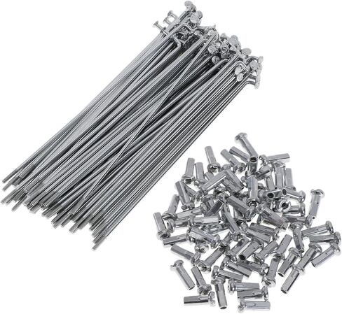 72 Set 14G Bicycle Spokes Bike Wheel Spokes Carbon Steel Galvanized Silver Tone in Kuwait