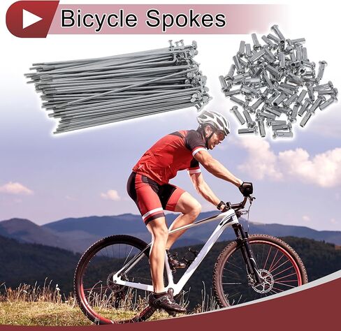 72 Set 14G Bicycle Spokes Bike Wheel Spokes Carbon Steel Galvanized Silver Tone in Kuwait