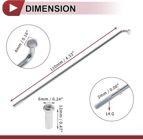72 Set 14G Bicycle Spokes Bike Wheel Spokes Carbon Steel Galvanized Silver Tone in Kuwait