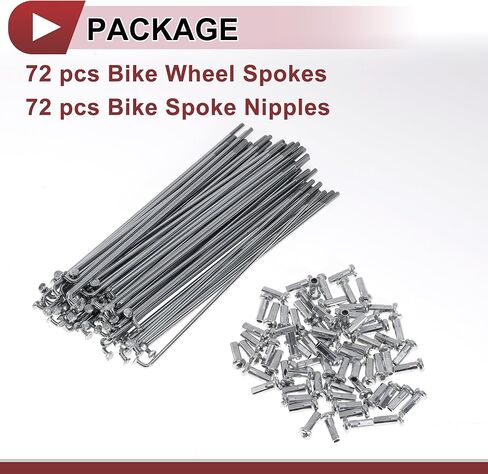 72 Set 14G Bicycle Spokes Bike Wheel Spokes Carbon Steel Galvanized Silver Tone in Kuwait
