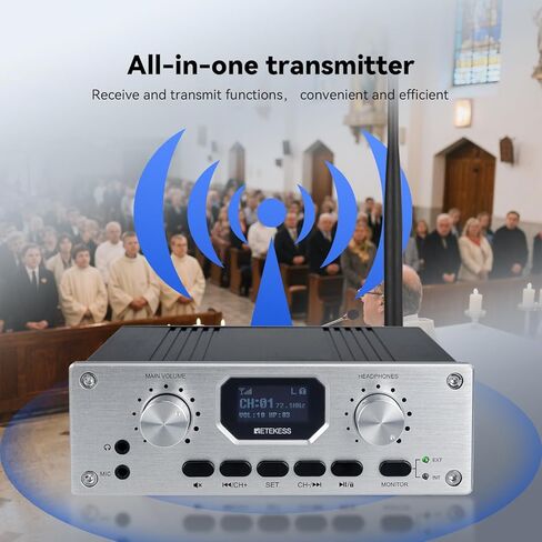 Retekess TT119 Church Translation System, Assistive Listening System, 300m/980ft, Support Stereo Input, Recording Function, Simultaneous Interpretation Devices for Court (1 Transmitter 10 Receivers) in Saudi Arabia